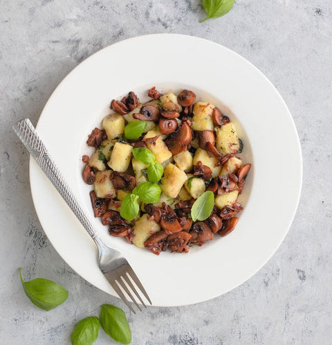 Vegan Sweet Basil Gnocchi with Mushroom Ragu