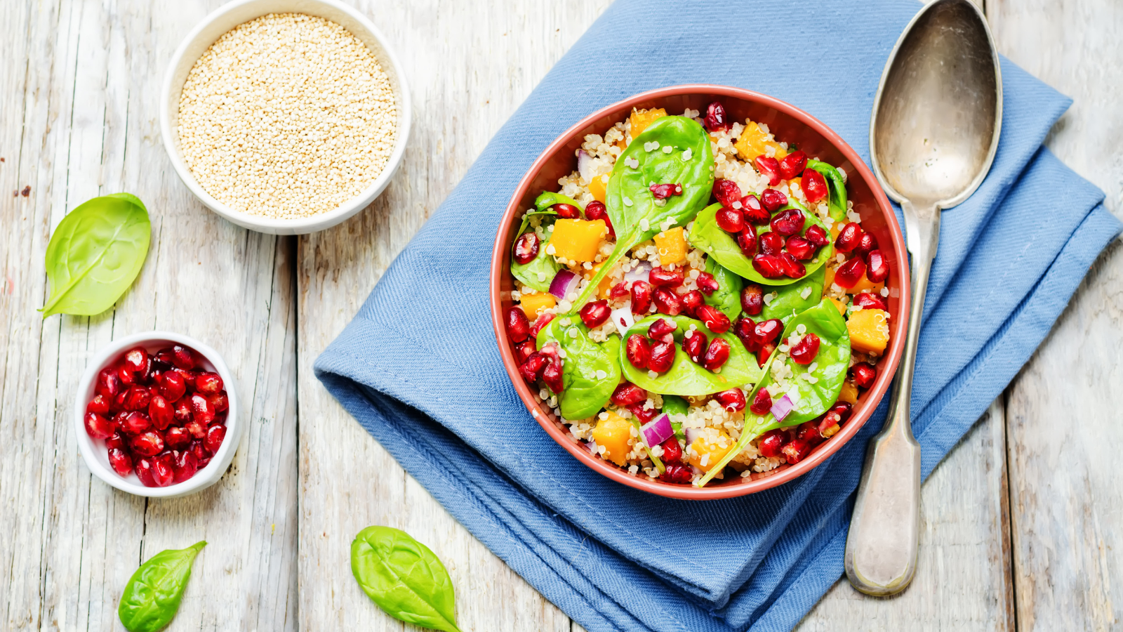 Quinoa Salad with Pomegranate and Lemon Basil Vinaigrette – Urban Leaf