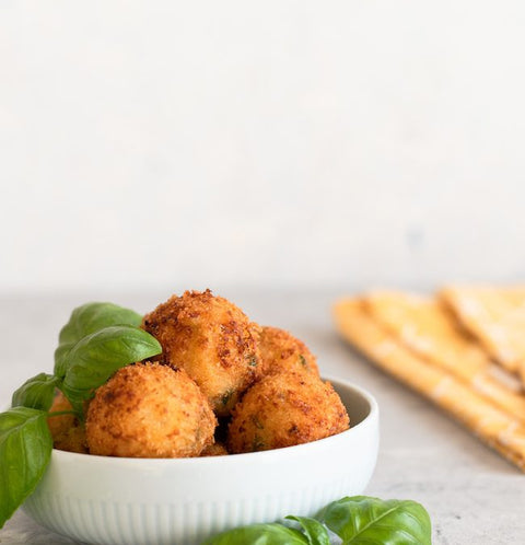 Potato and Cheese Croquettes with Sweet Basil