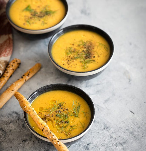 Roasted Pumpkin and Lentil Soup with Dill