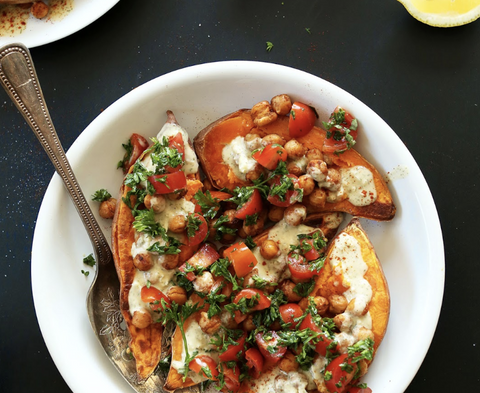 Mediterranean Baked Sweet Potatoes